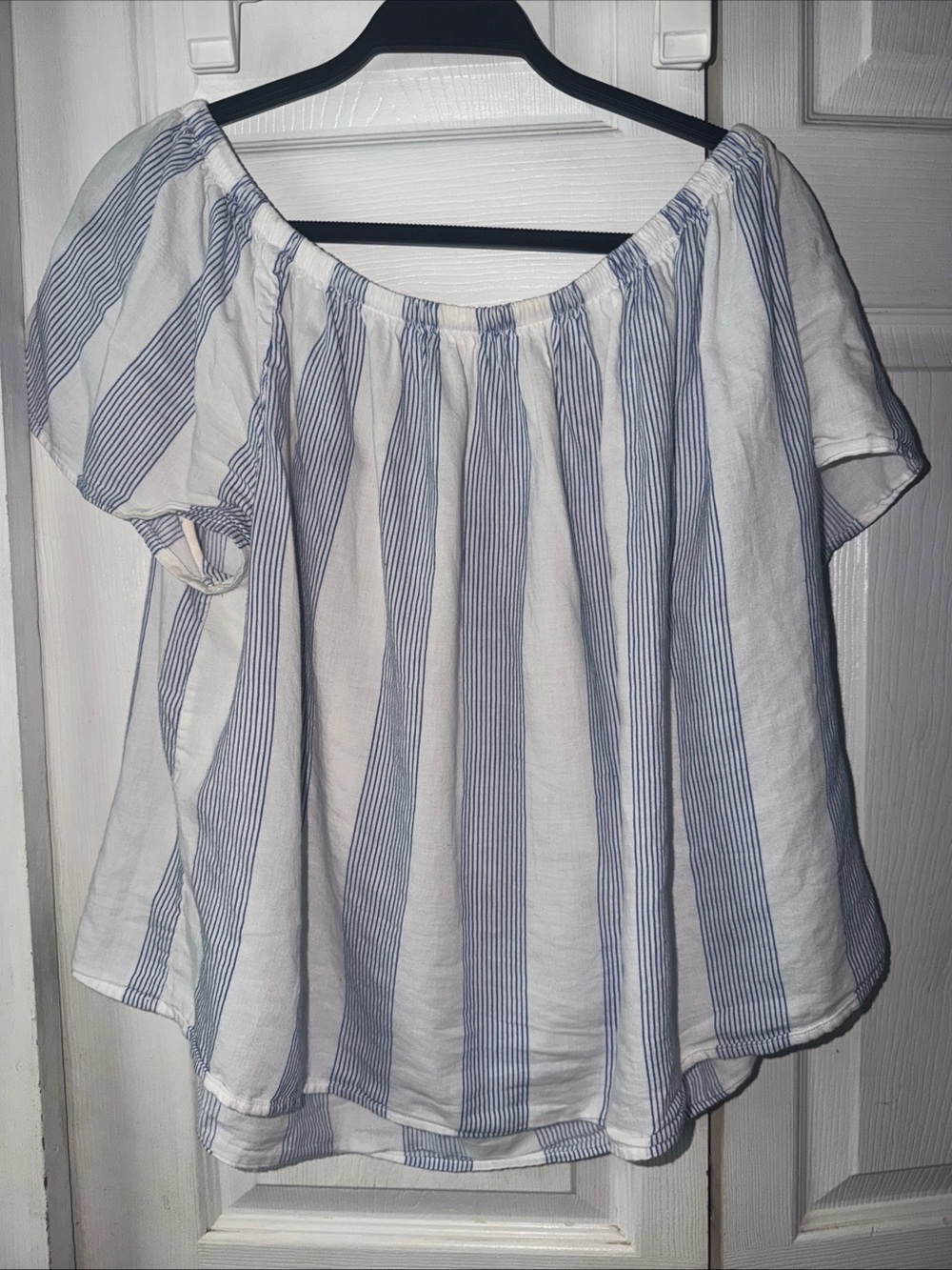 Cute Boho Blue and White Striped Lightweight Top Gap Size XL